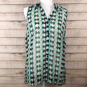 Zac & Rachel Geometric Sleeveless Blouse Sz XL